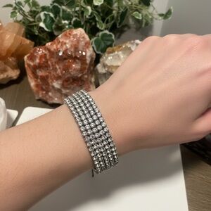 Cache 5-Piece Crystal Bracelet Set Silver Rhinestone Stack NWT (BR999/4)